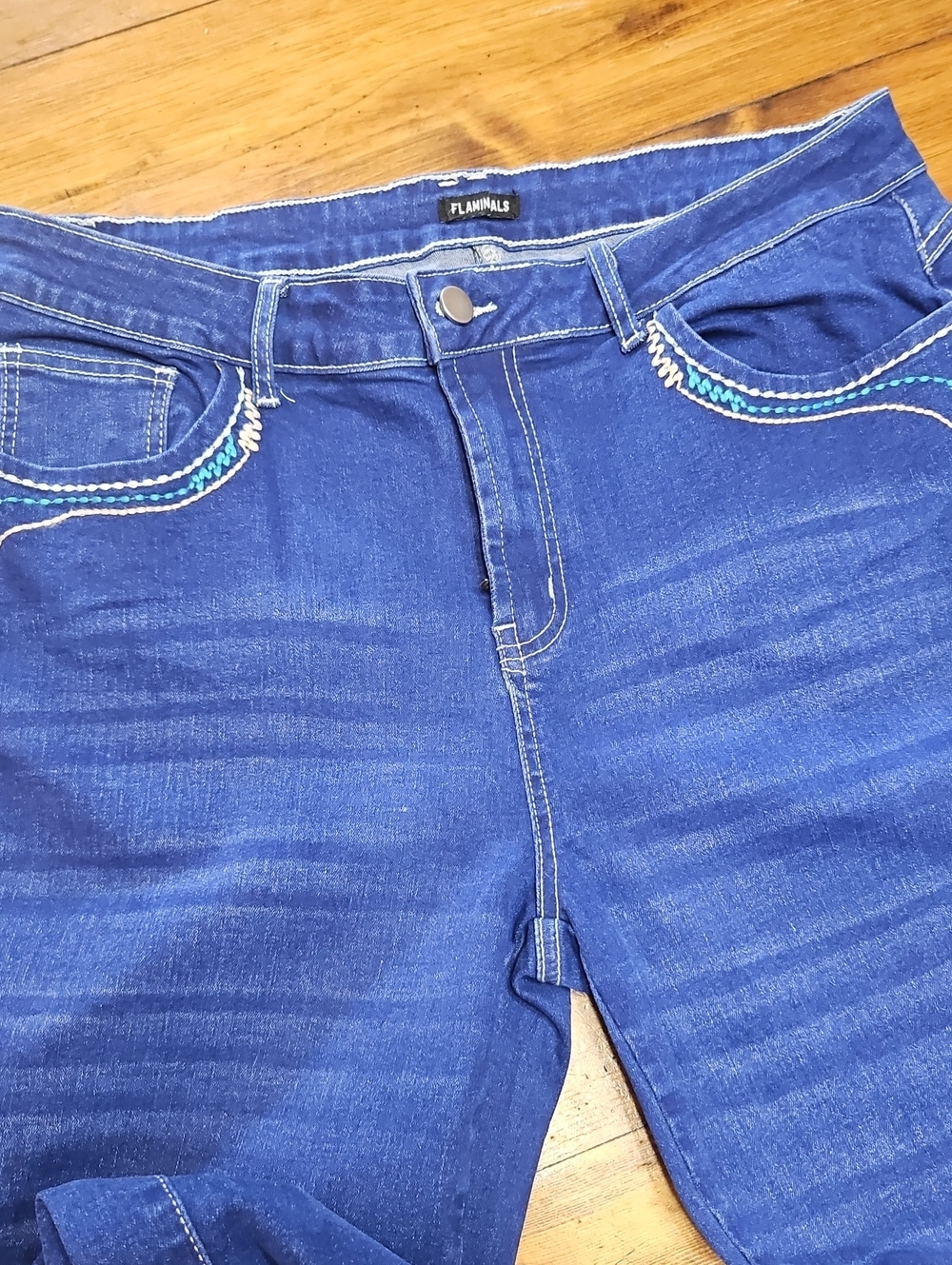 FLANINALS Women's Dark Blue Jeggings with Decorative Pocket Stitching